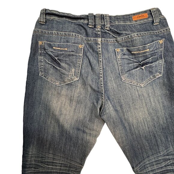 Lolo Skinny Jeans Womens Sz 14 Blue Distressed Studded Hi-Rise Medium Wash‎ - Picture 7 of 16